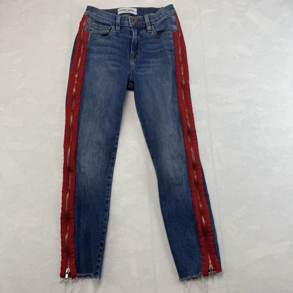 Etienne Marcel Denim - Etienne Marcel  Dark Wash Red Ribbon Side Zipper Cropped Jeans Size 24 USA Made